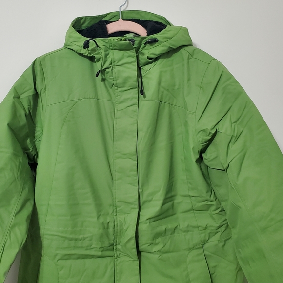 L.L. Bean Lined Parka Coat Hood Green Women Small - Picture 5 of 7